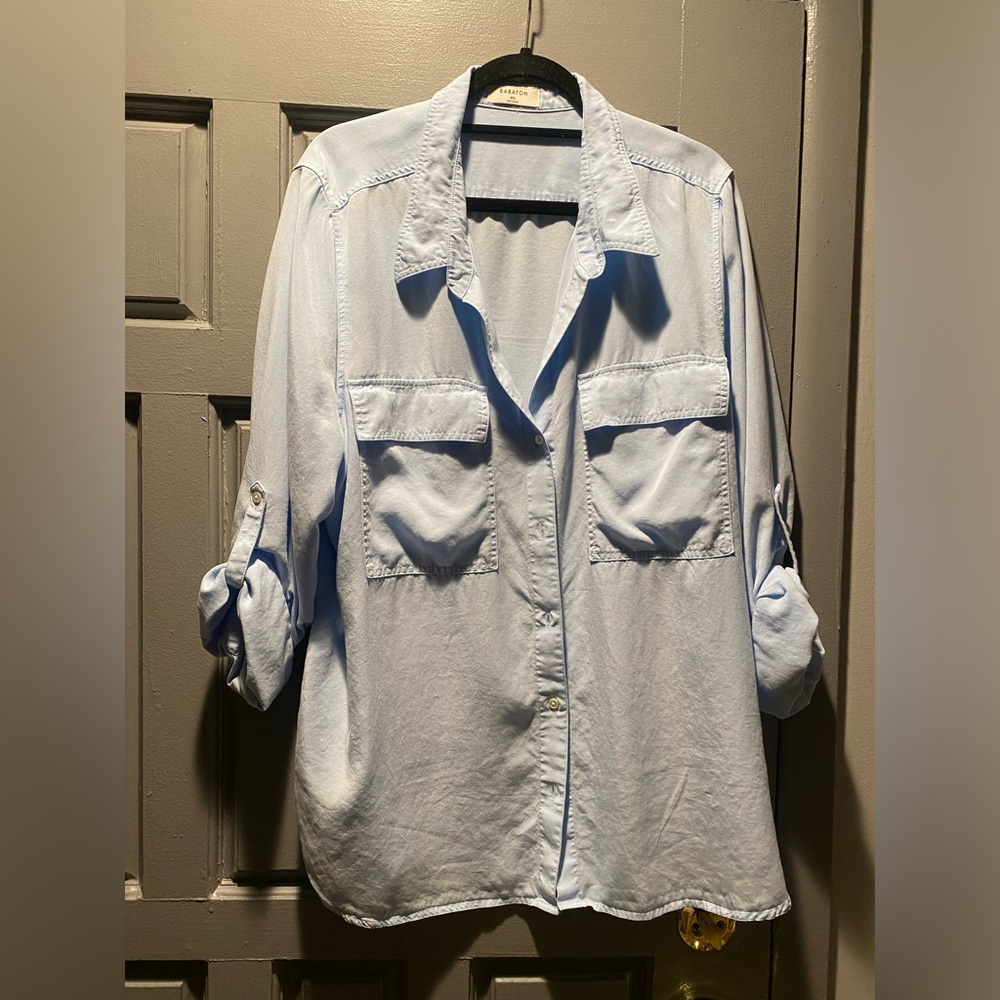 Aritzia Babaton Light Blue Button Down Shirt